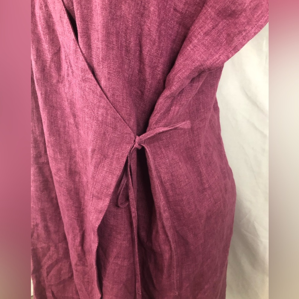 Eileen Fisher Plum Wrap Linen Dress - Picture 3 of 8
